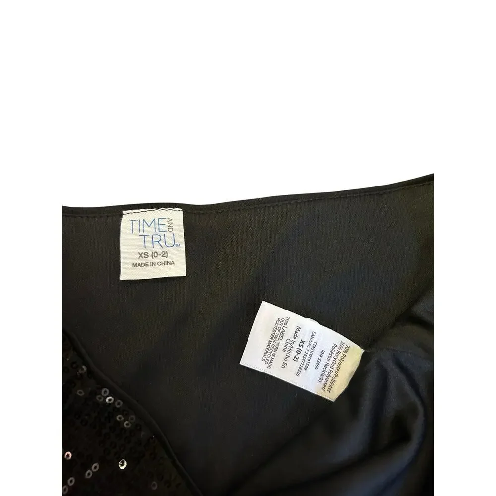 Time & Tru Women’s Black Sequin Skirt Size XS NWT